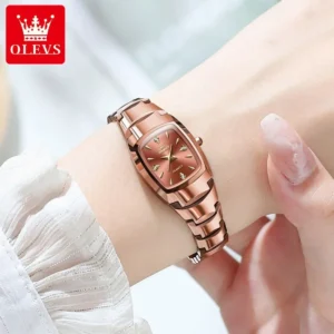 OLEVS 7006 Tungsten steel Strap Quartz Watch For Women - Image 2