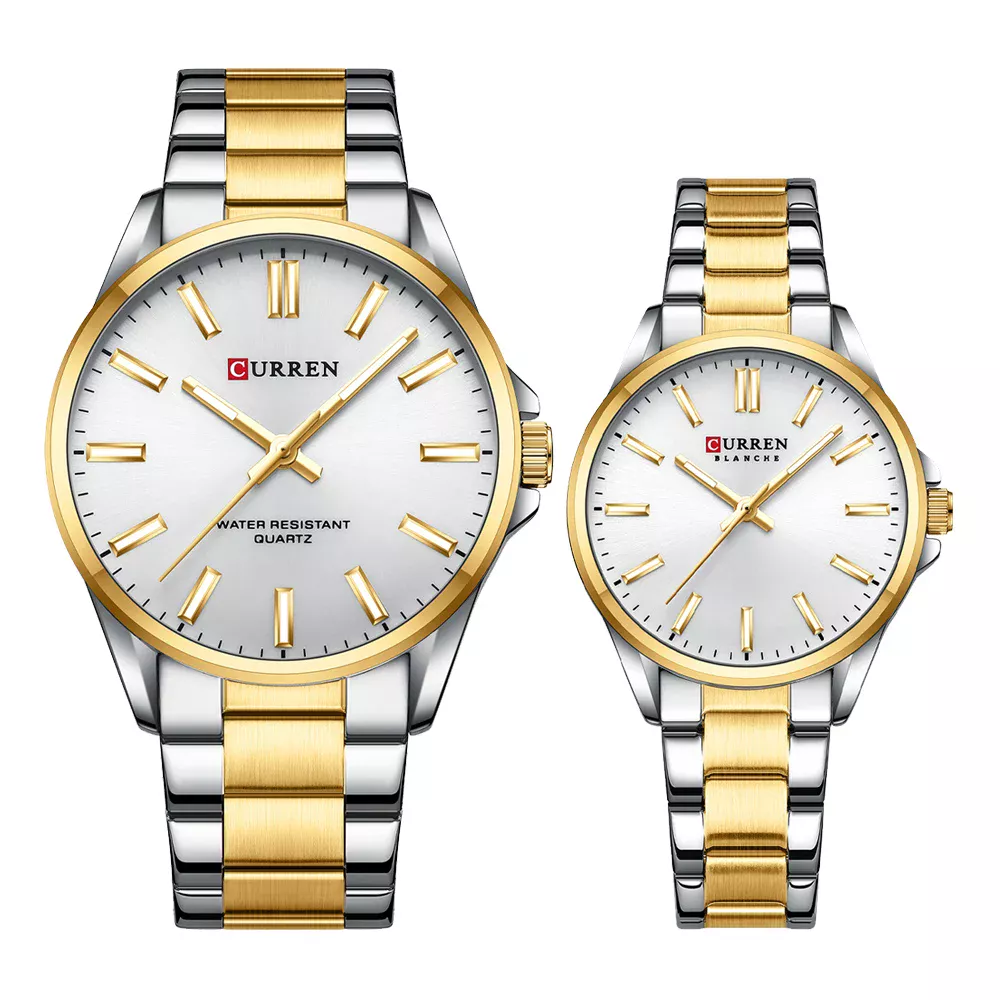 CURREN 9090 Couple Watches For Quartz Watches Men Women Stainless Steel - Image 2
