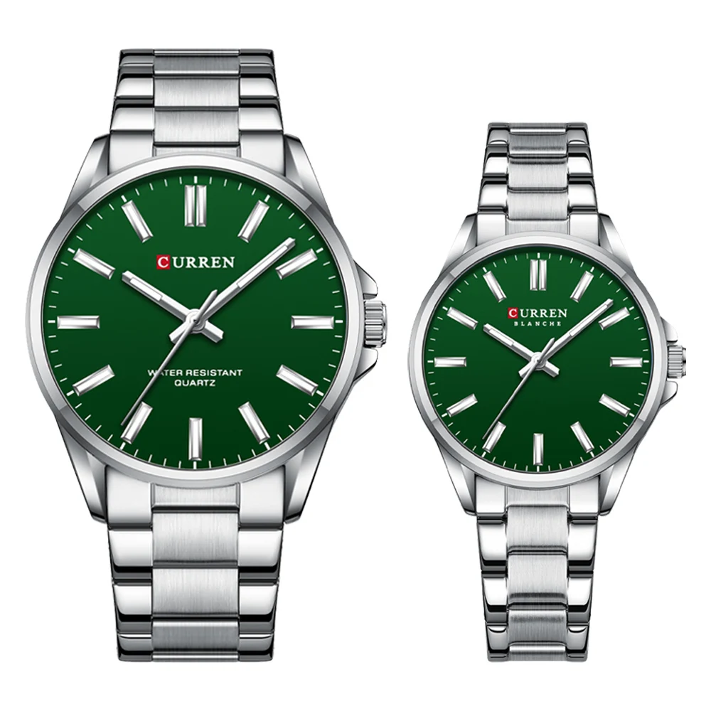 CURREN 9090 Couple Watches For Men Women Stainless Steel