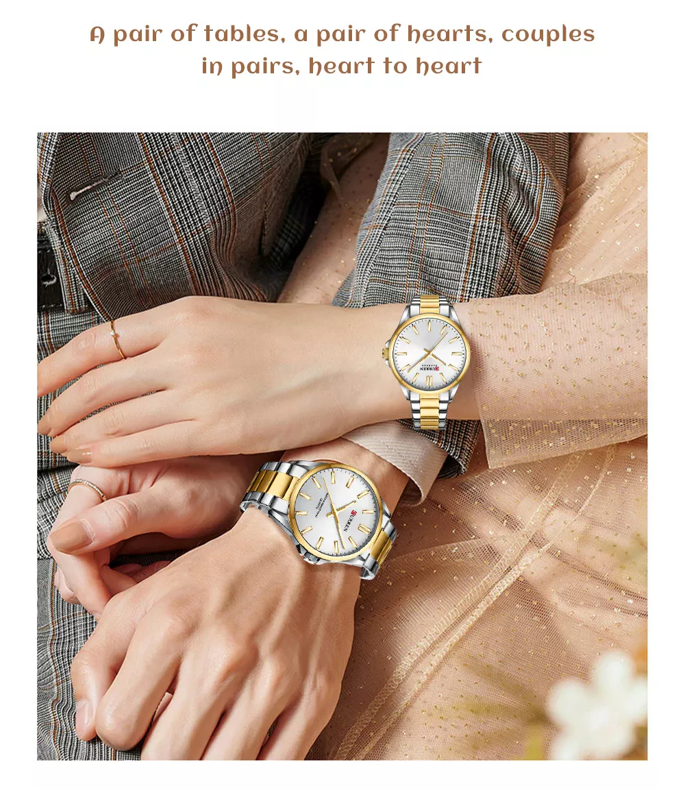 CURREN 9090 Couple Watches For Quartz Watches Men Women Stainless Steel - Image 3