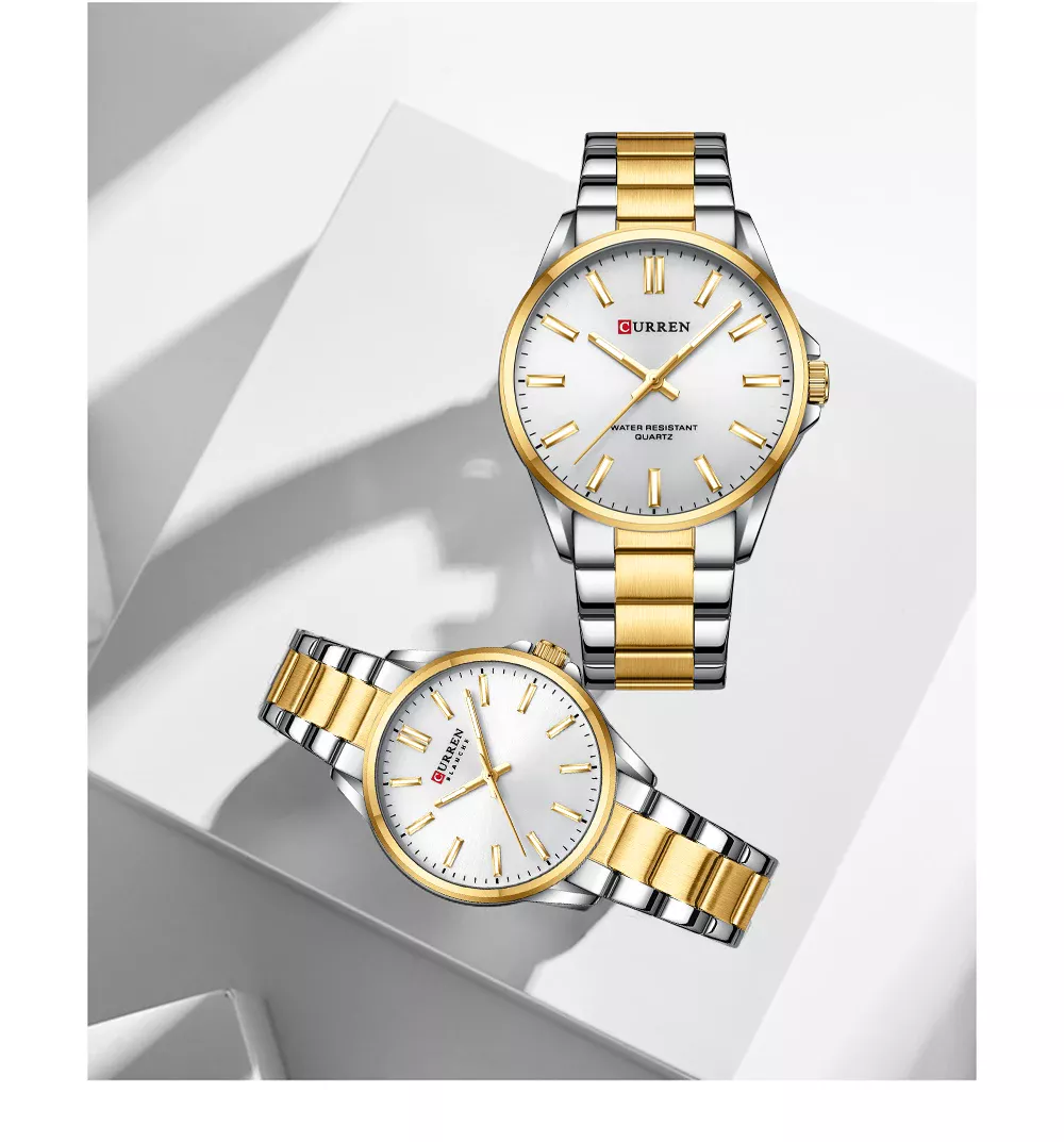 CURREN 9090 Couple Watches For Quartz Watches Men Women Stainless Steel - Image 4