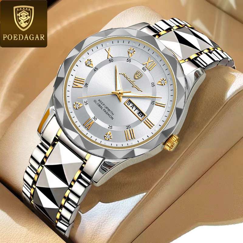POEDAGAR 615 Quartz Stainless Steel Watch For Men