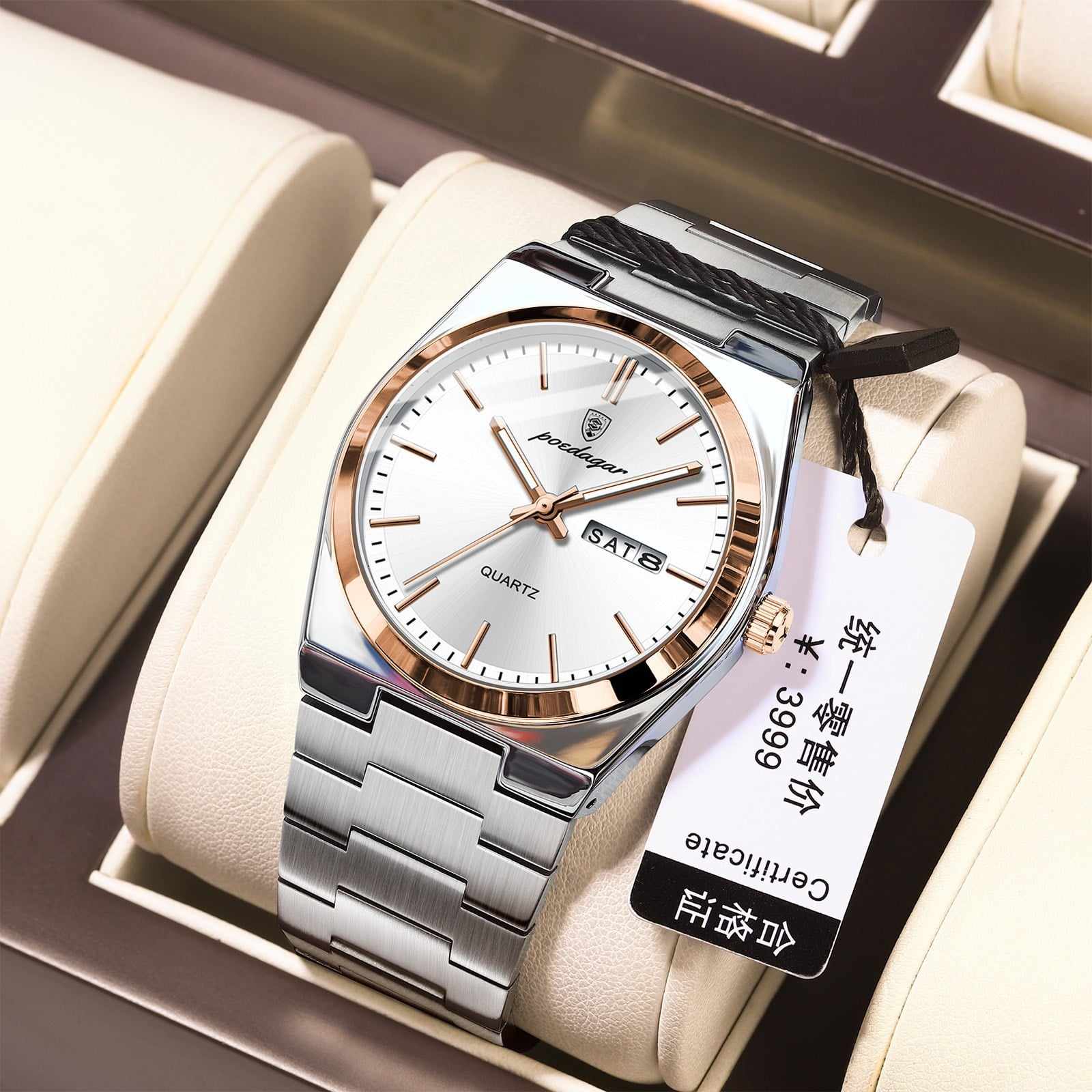 POEDAGAR 930 Business Luminous Stainless Steel Quartz Men’s Watch