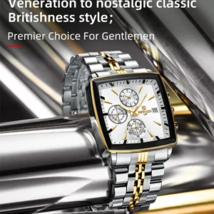 REWARD 81100 Rectangle Men’s Watches Quartz Wristwatches Luxury Business Watch Clock Luminous Hands Waterproof Clock Man