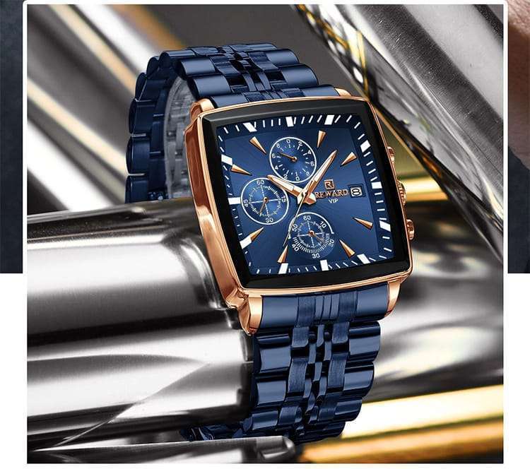 REWARD 81100 Rectangle Men’s Watches Quartz Wristwatches Luxury Business Watch Clock Luminous Hands Waterproof Clock Man - Image 4