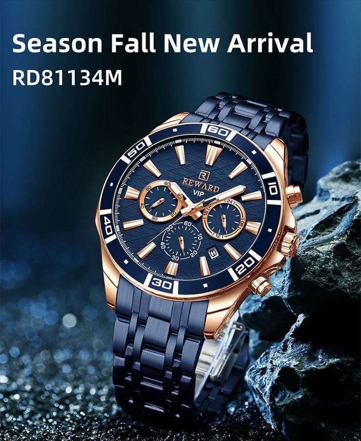 Reward 81134 High Quality Silver Mens Quartz Watch Best Power Stainless - Image 2