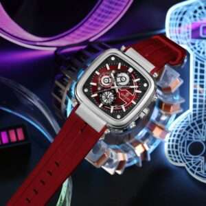 Reward Rubber Chronograph Waterproof Wristwatch-Red