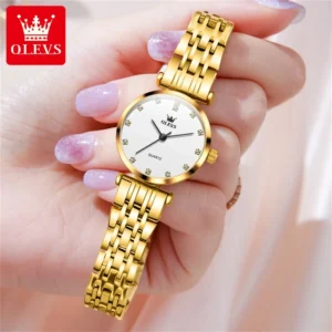 OLEVS 5596 New Quartz Stainless Steel Watch For Women