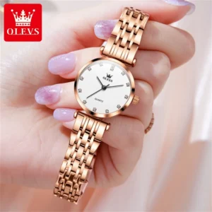 OLEVS 5596 New Quartz Stainless Steel Watch For Women