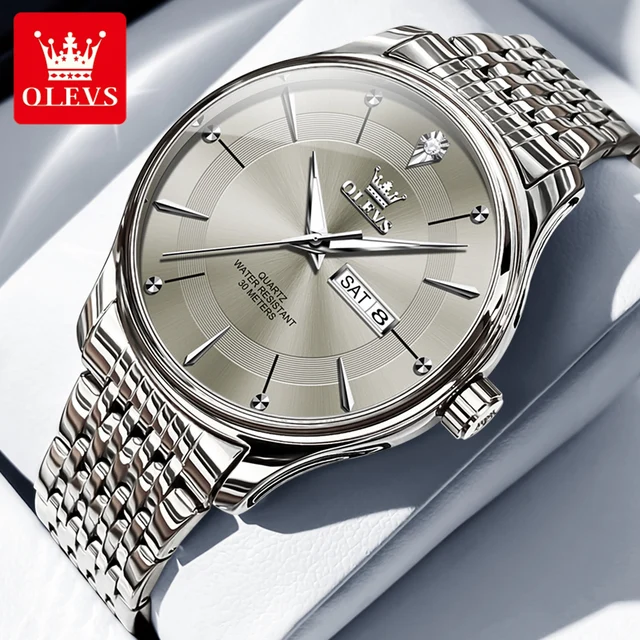 OLEVS 9908 Stainless Steel Luxury Brand Quartz Watch For Men's