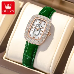 OLEVS 9940 Square Dial Diamond Watch For Women