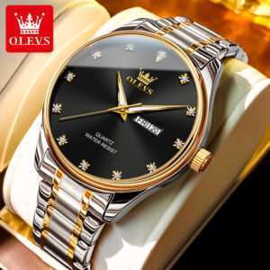 OLEVS 3612 Watch Men Original Branded Waterproof 2024-Golden Black