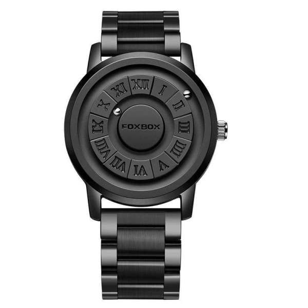 FOXBOX Mens Watches Creative Scrolling Pointer Magnetic Force Quartz Wristwatch Stainless Steel Watch For Man - Image 2
