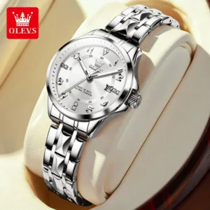 OLEVS 2910 Women’s Watch Classics Calendar Waterproof Stainles Steel Ladies Hand Clock Luxury Brand Quartz Watch for Women