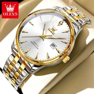Olevs 5598 Watch For Men- Golden Silver