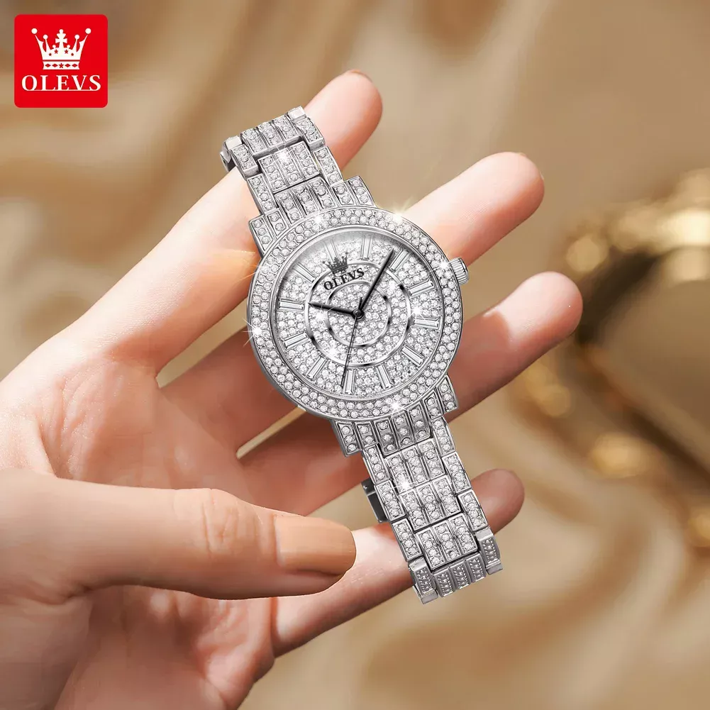 OLEVS 9904 Diamond Quartz Watch For Women (white) - Image 2