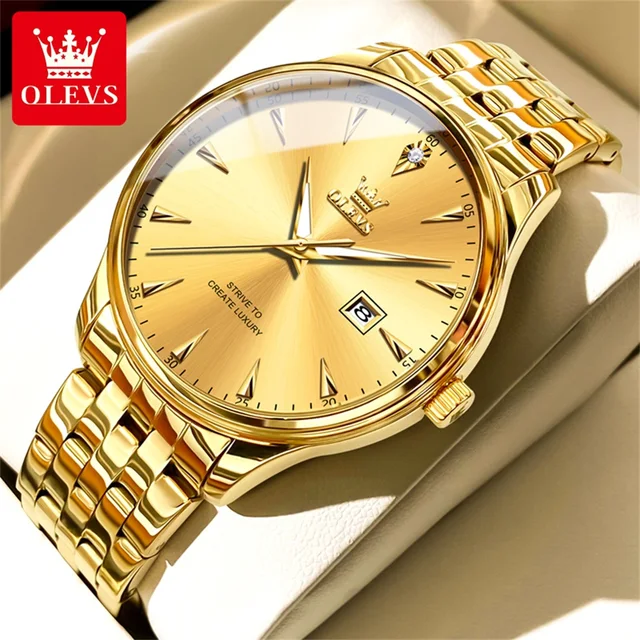 Olevs 5598 Watch For Men- Golden