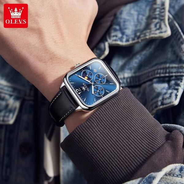 OLEVS 9914 Leather strap Chronograph Quartz Watch for Men - Image 4