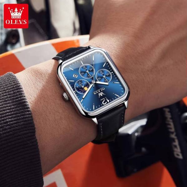 OLEVS 9914 Leather strap Chronograph Quartz Watch for Men - Image 2
