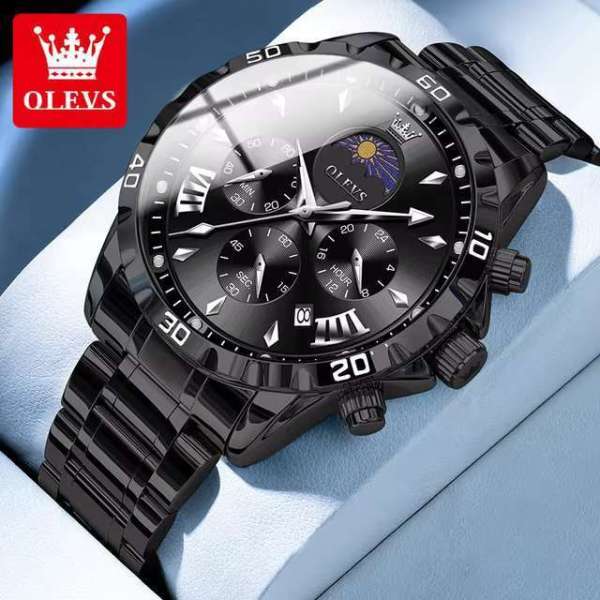 OLEVS 2949 Men’s Watches Multi functional Chronograph Calendar Stainless steel Waterproof Luminous Male Wristwatches