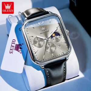 OLEVS 9914 Leather strap Chronograph Quartz Watch for Men