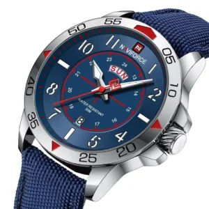 NAVIFORCE 9204 Nylon Strap Waterproof Military Time Code Watch Sports Date Weekly Display Quartz Watch for Men