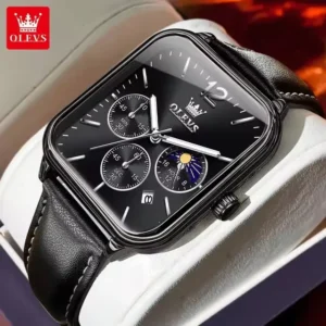 OLEVS 9914 Leather strap Chronograph Quartz Watch for Men