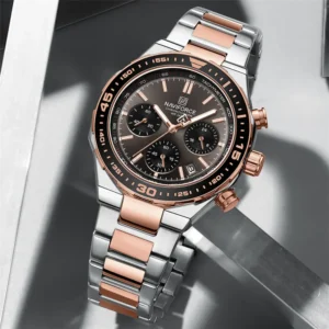 NAVIFORCE 8049 Top Brand Luxury Chronograph Calendar Stainless Steel Quartz Watch For Men