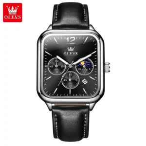 OLEVS 9914 Leather strap Chronograph Quartz Watch for Men
