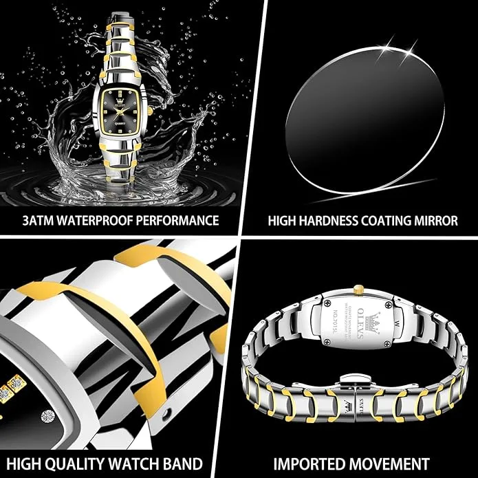 OLEVS 7015 Tungsten steel Strap Quartz Watch For Women - Image 3