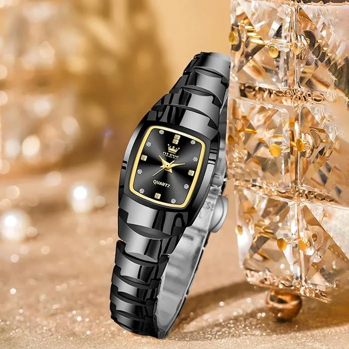 OLEVS 7015 Tungsten steel Strap Quartz Watch For Women