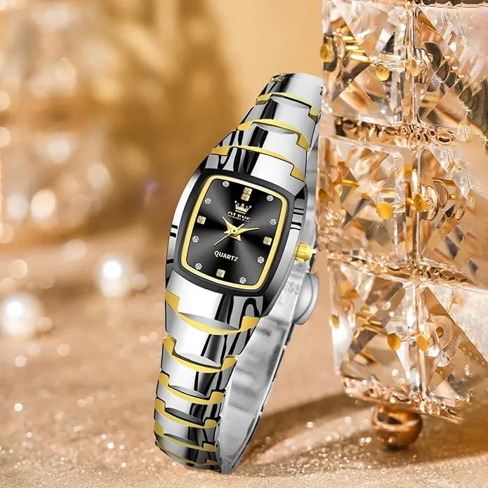OLEVS 7015 Tungsten steel Strap Quartz Watch For Women