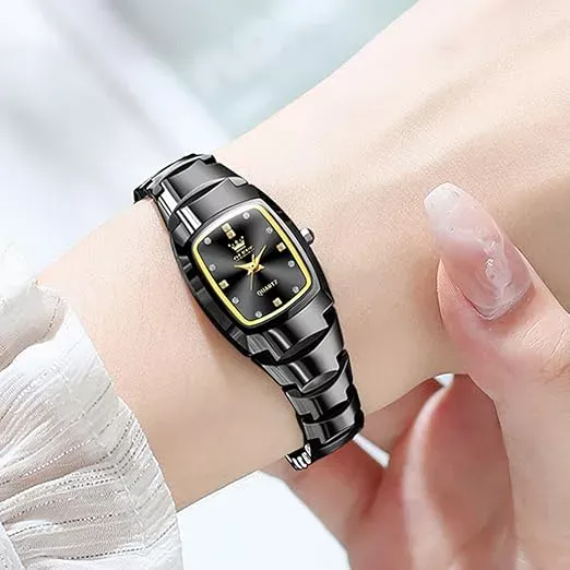 OLEVS 7015 Tungsten steel Strap Quartz Watch For Women - Image 2