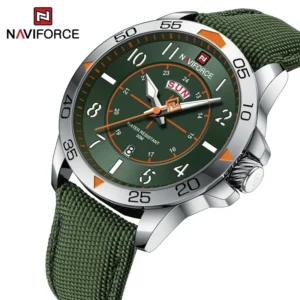NAVIFORCE 9204 Nylon Strap Waterproof Military Time Code Watch Sports Date Weekly Display Quartz Watch for Men
