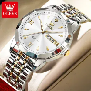 OLEVS 9998 Quartz Watch Analog Time With Date and Day For Men