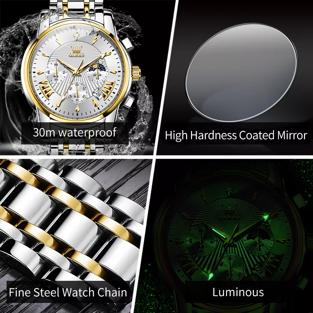 Olevs 2892 Luxury Watches For Man – Gold Silver - Image 4