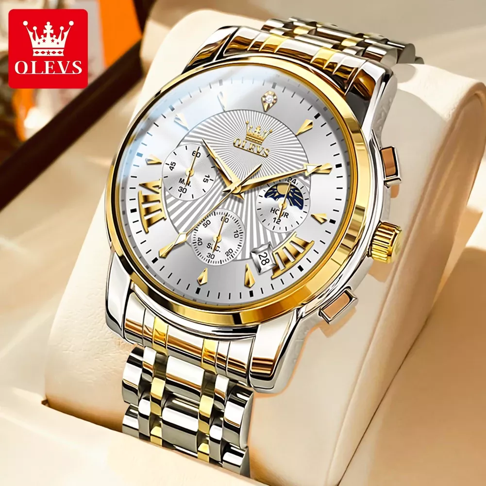 Olevs 2892 Luxury Watches For Man – Gold Silver - Image 3