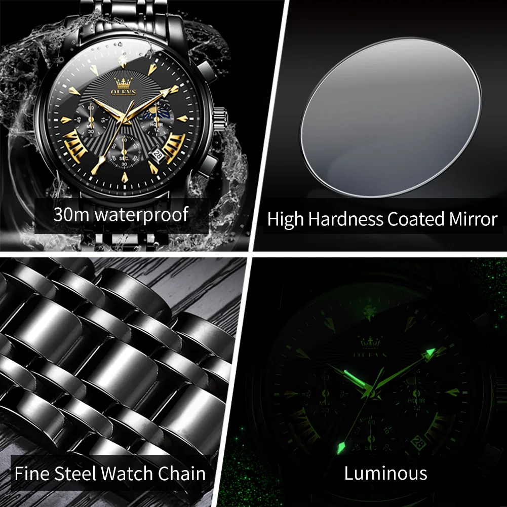 Olevs 2892 Luxury Watches For Man – Black - Image 4
