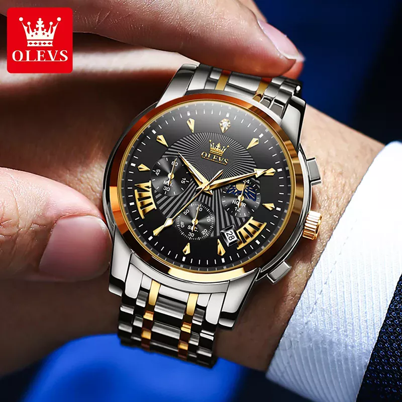 Olevs 2892 Luxury Watches For Man – Gold Black - Image 2