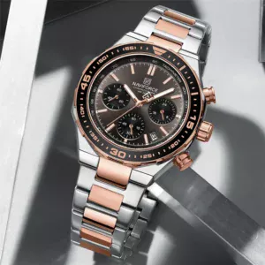 NAVIFORCE 8049 Top Brand Luxury Chronograph Calendar Stainless Steel Quartz Watch For Men