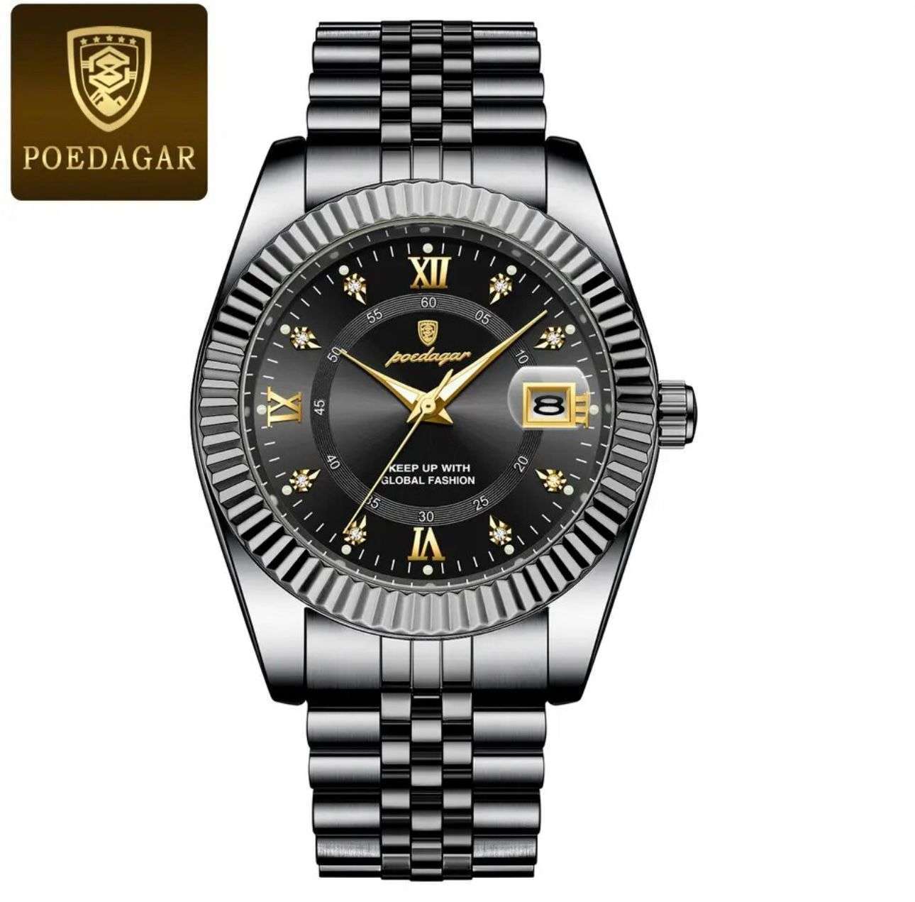 Poedagar 910 Quartz Watch Stainless Steel Strap Watch For Men - Image 2