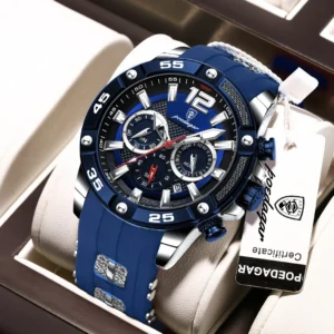 POEDAGAR 912 Chronograph Silicone Strap Men's Quartz Watch