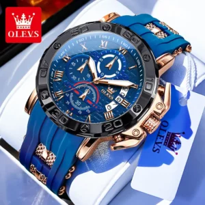 Olevs 9986 Quartz Silicone Strap Watch For Men