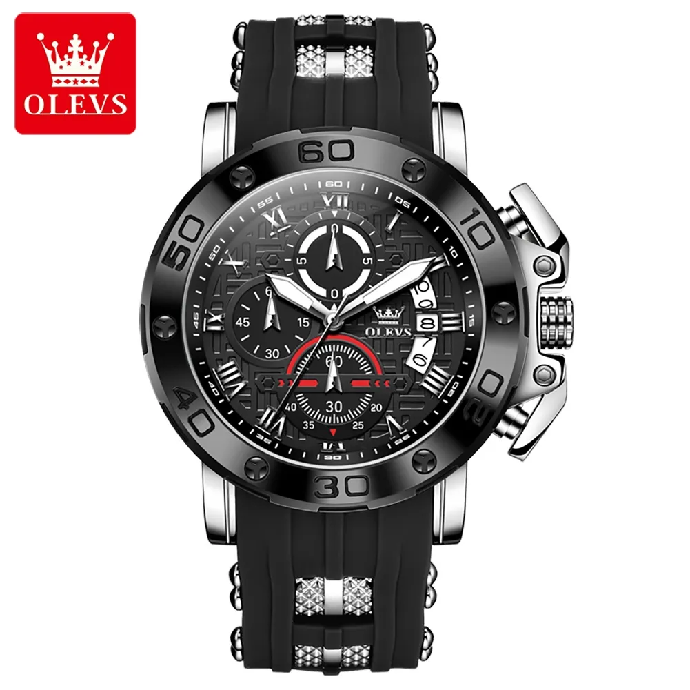 Olevs 9986 Quartz Silicone Strap Watch For Men - Image 2