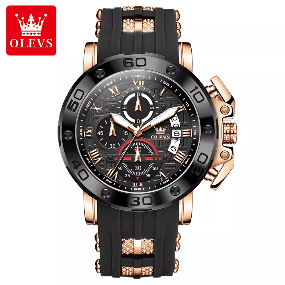 Olevs 9986 Quartz Silicone Strap Watch For Men - Image 4
