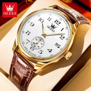 Olevs 3622 Quartz Leather Wrist Watch For Men (Copy)