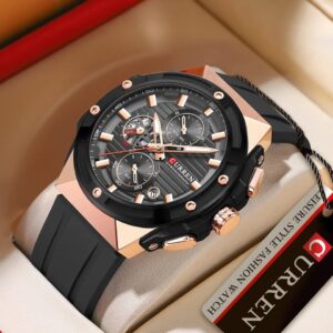 CURREN 8462 Quartz Silicone Chronograph Luminous Watch For Men