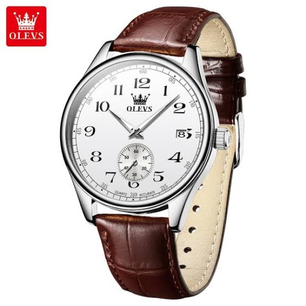 Olevs 3622 Quartz Leather Wrist Watch For Men - Image 2