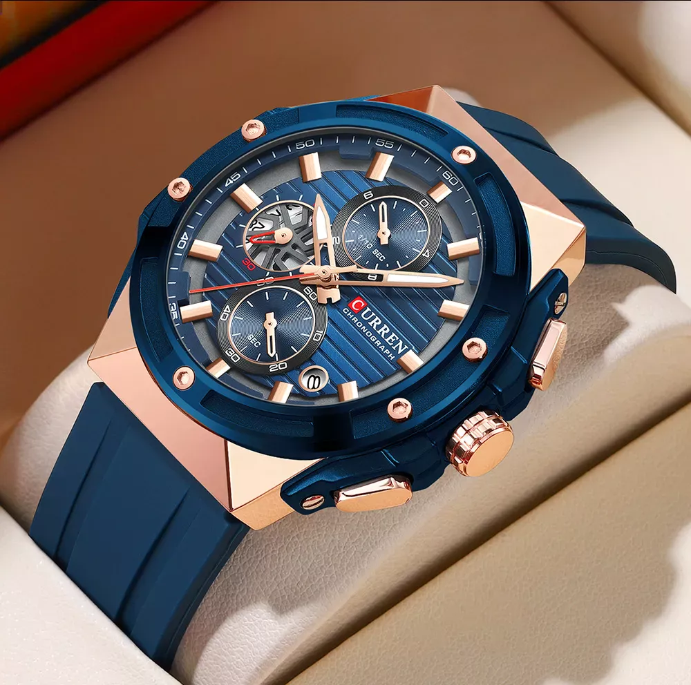 CURREN 8462 Quartz Silicone Chronograph Luminous Watch For Men
