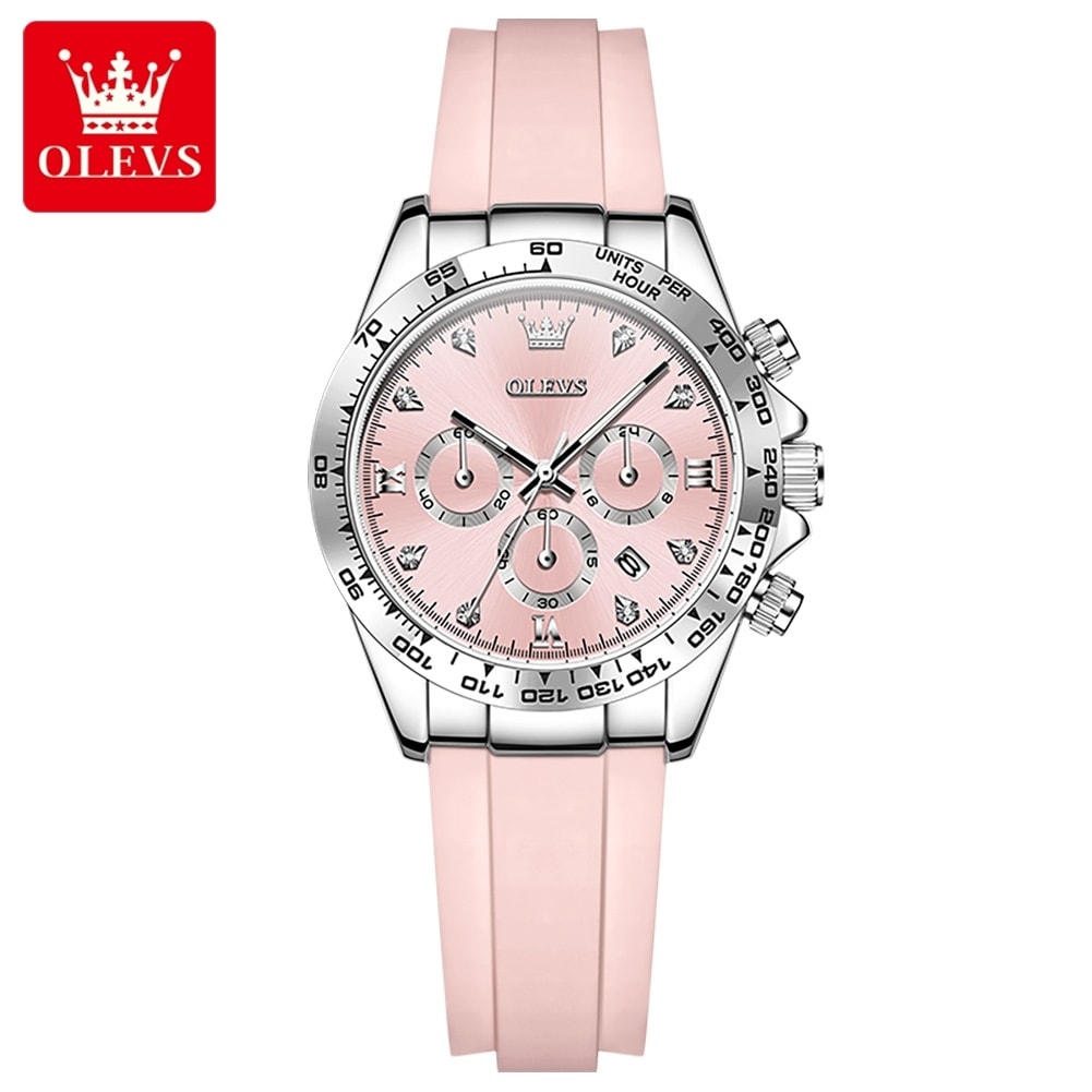 OLEVS 5618 New Luxury Original Quartz Silicone Chronograph Watch For Women - Image 2
